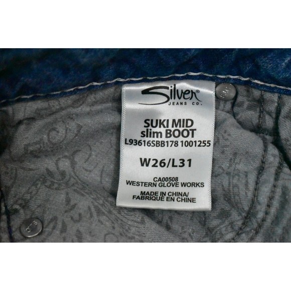 Silver Jeans Suki Slim Boot Jeans Women's 26x31 Mid Rise Bootcut Stretch Denim - Picture 6 of 13